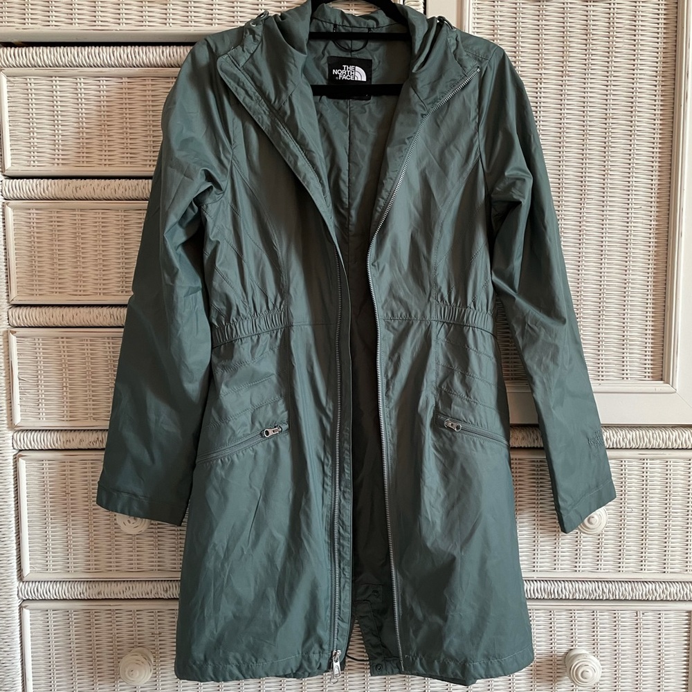 The North Face long rain coat